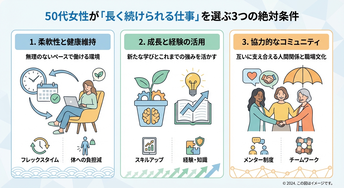 50代女性が「長く続けられる仕事」を選ぶ3つの絶対条件