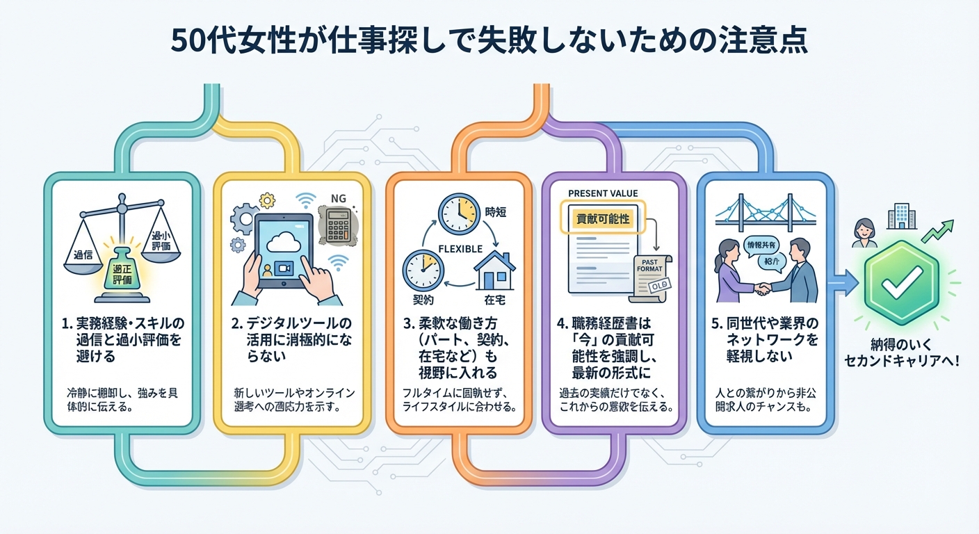 50代女性が仕事探しで失敗しないための注意点