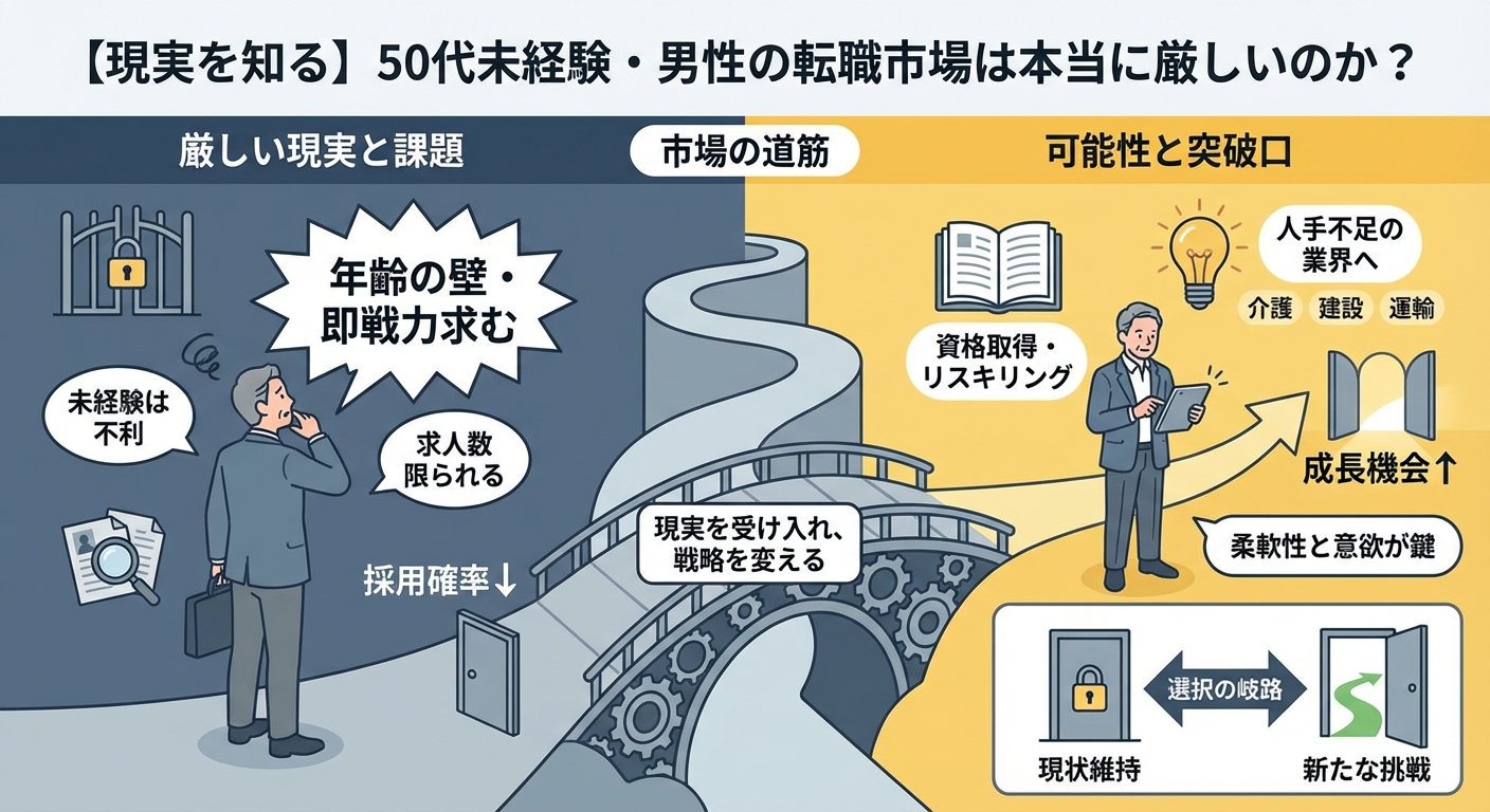 【現実を知る】50代未経験・男性の転職市場は本当に厳しいのか?