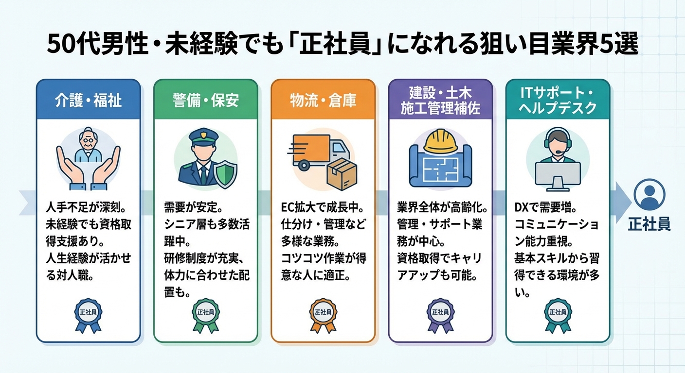 50代男性・未経験でも「正社員」になれる狙い目業界5選
