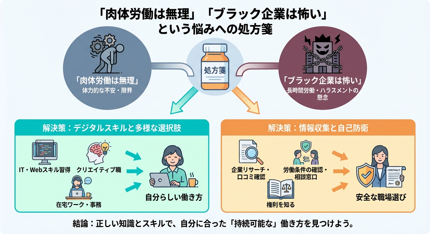 「肉体労働は無理」「ブラック企業は怖い」という悩みへの処方箋