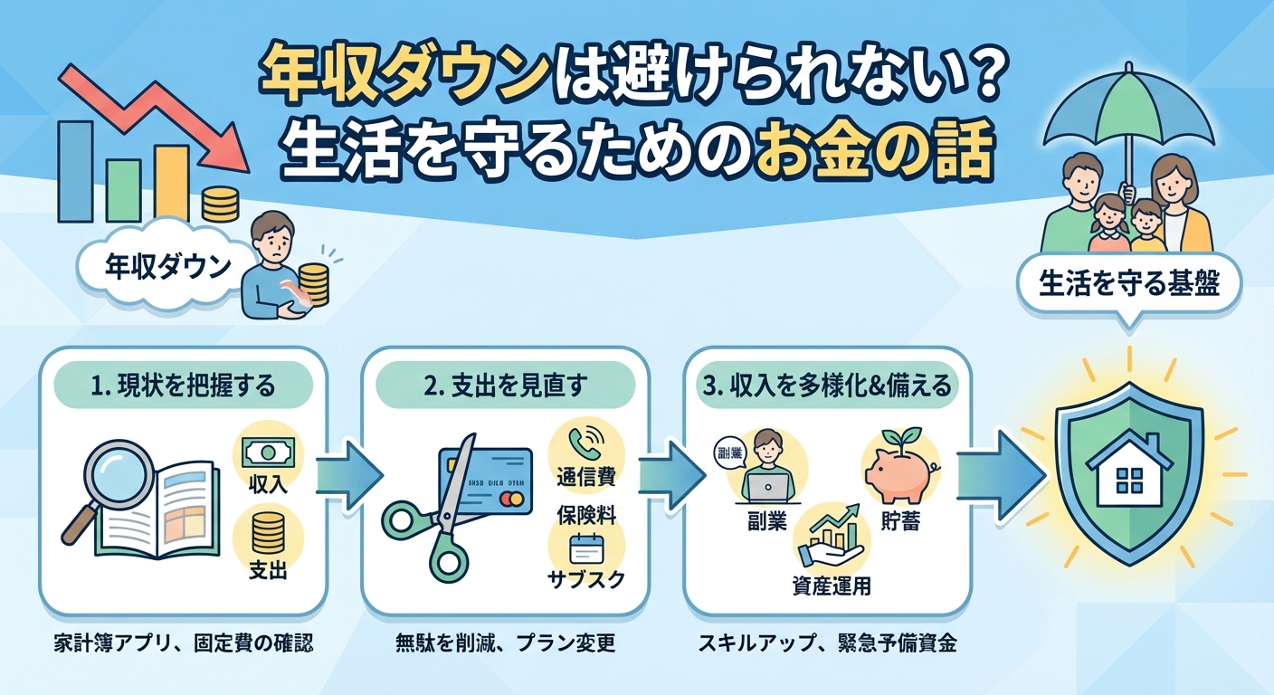 年収ダウンは避けられない?生活を守るためのお金の話