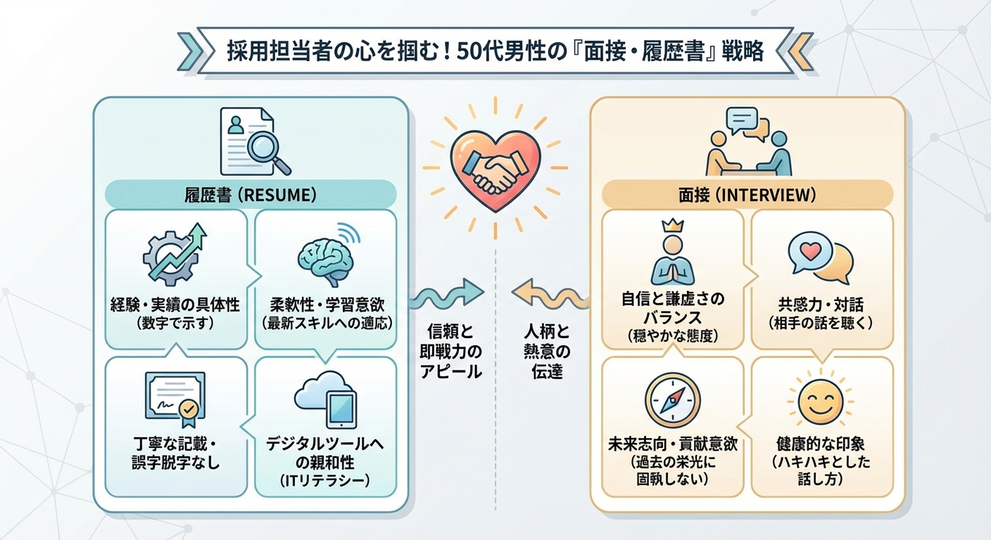 採用担当者の心を掴む!50代男性の「面接・履歴書」戦略