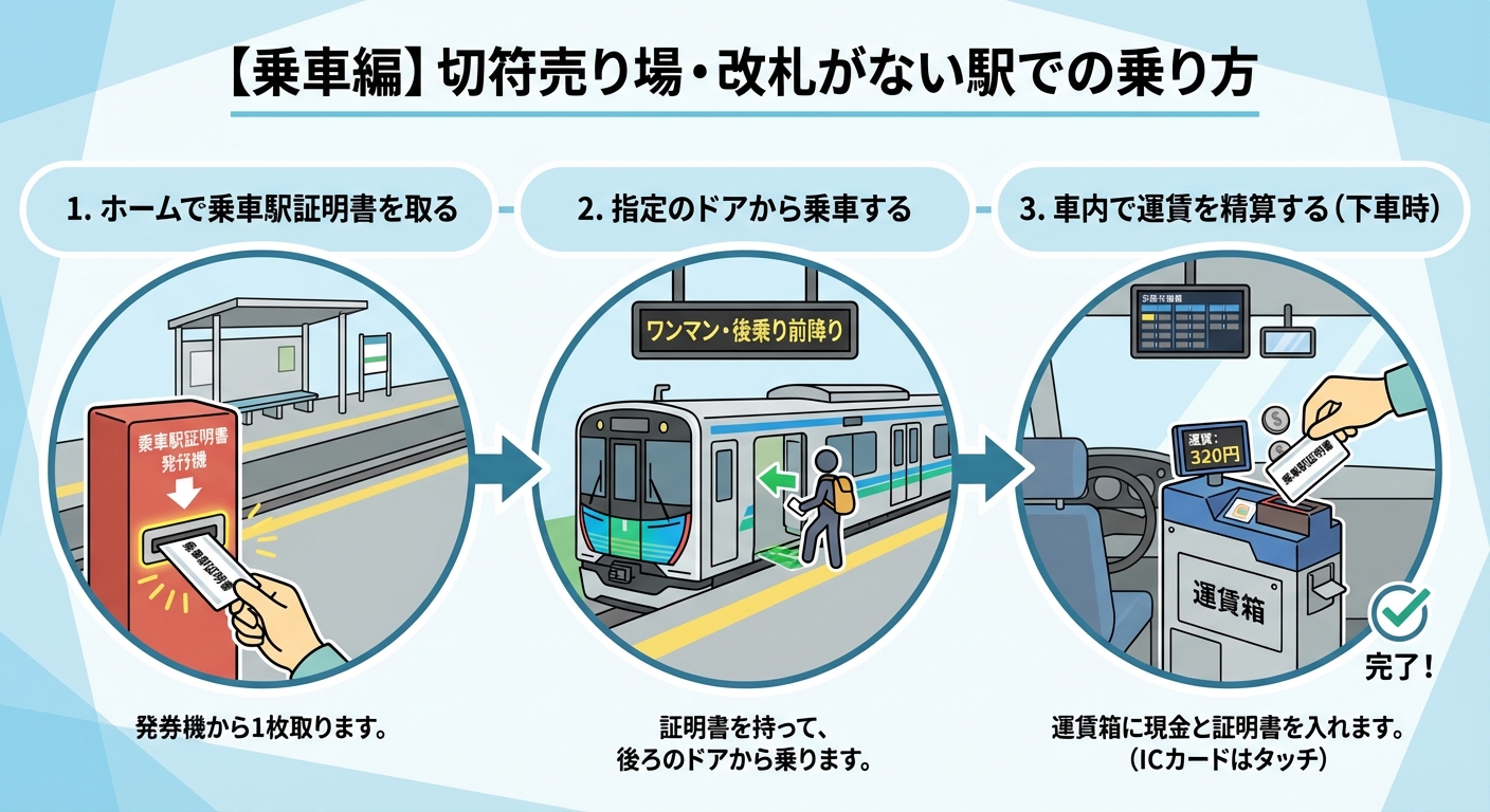 【乗車編】切符売り場・改札がない駅での乗り方
