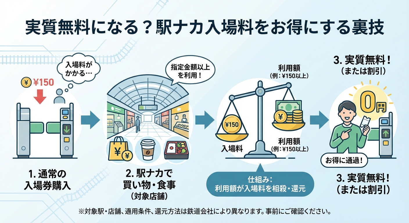 実質無料になる？駅ナカ入場料をお得にする裏技