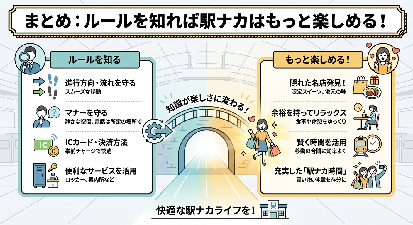 まとめ：ルールを知れば駅ナカはもっと楽しめる！