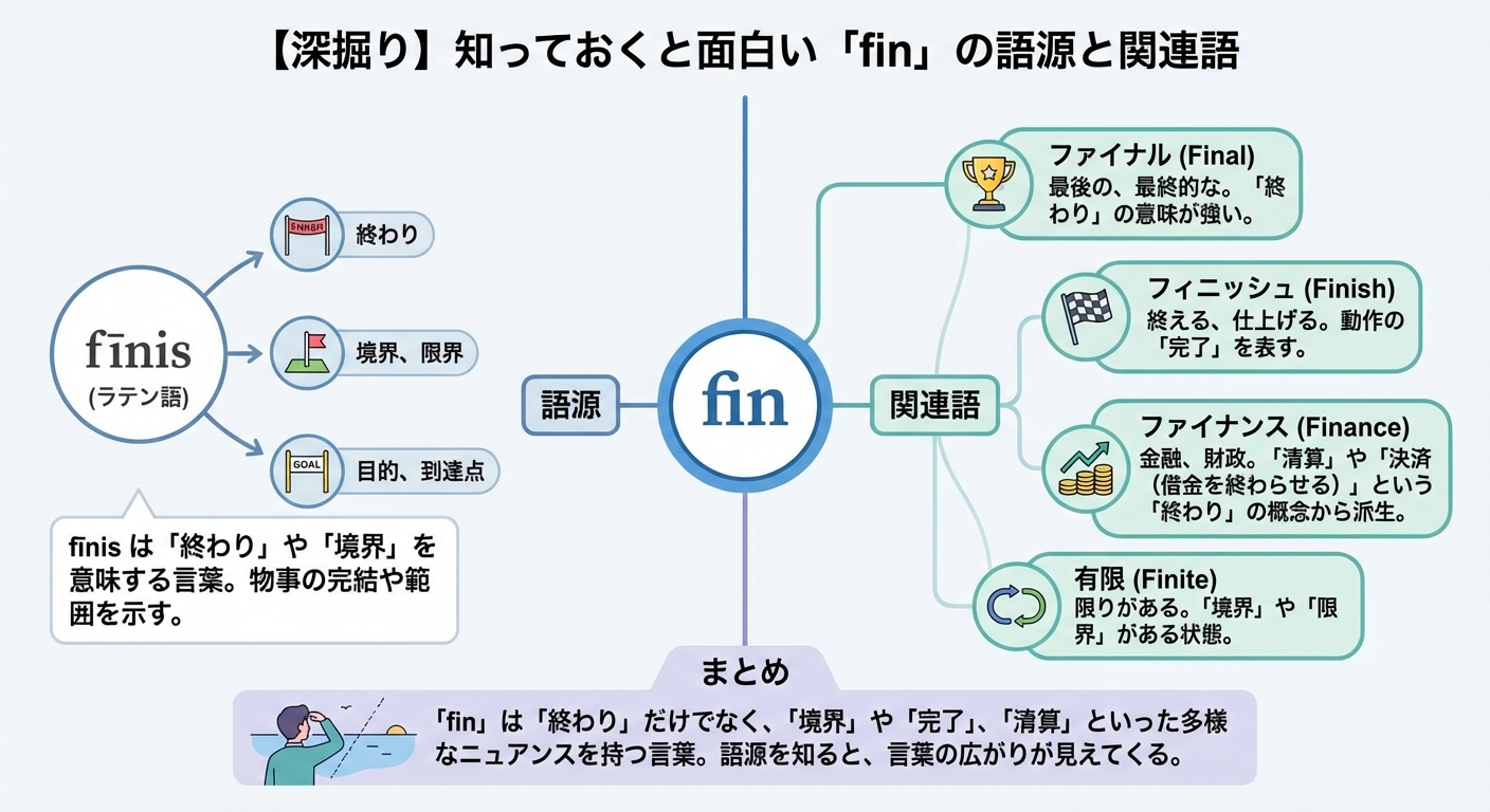 【深掘り】知っておくと面白い「fin」の語源と関連語