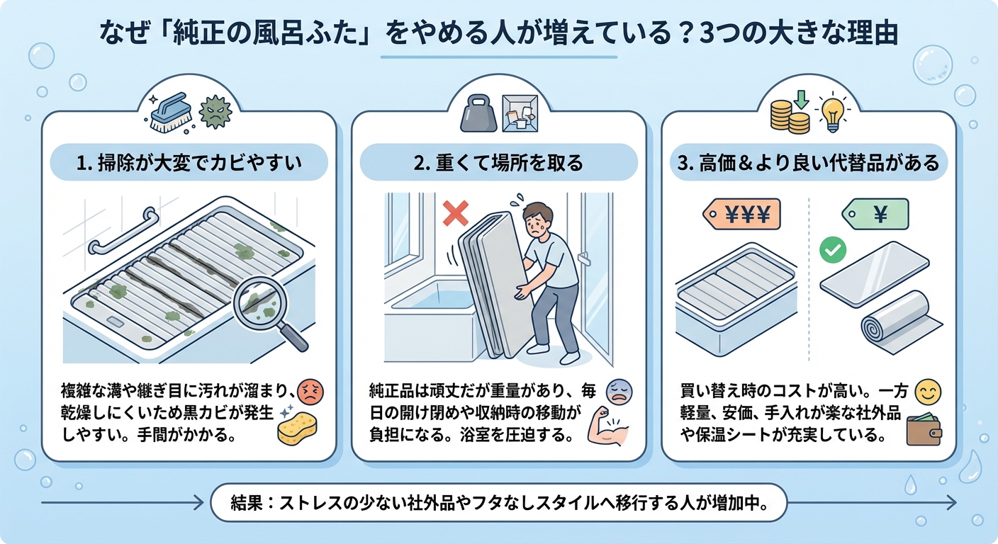 なぜ「純正の風呂ふた」をやめる人が増えている？3つの大きな理由