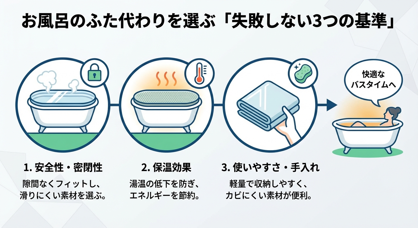 お風呂のふた代わりを選ぶ「失敗しない3つの基準」