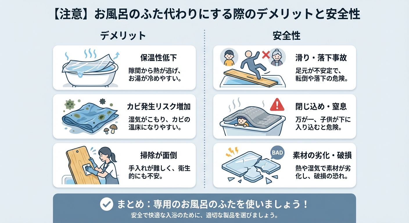 【注意】お風呂のふた代わりにする際のデメリットと安全性