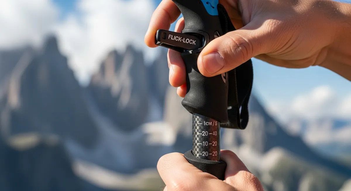 大きな段差を安全に降りるためのストック活用テクニック